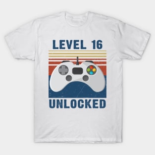 Level 16 unlocked funny gamer 16th birthday T-Shirt